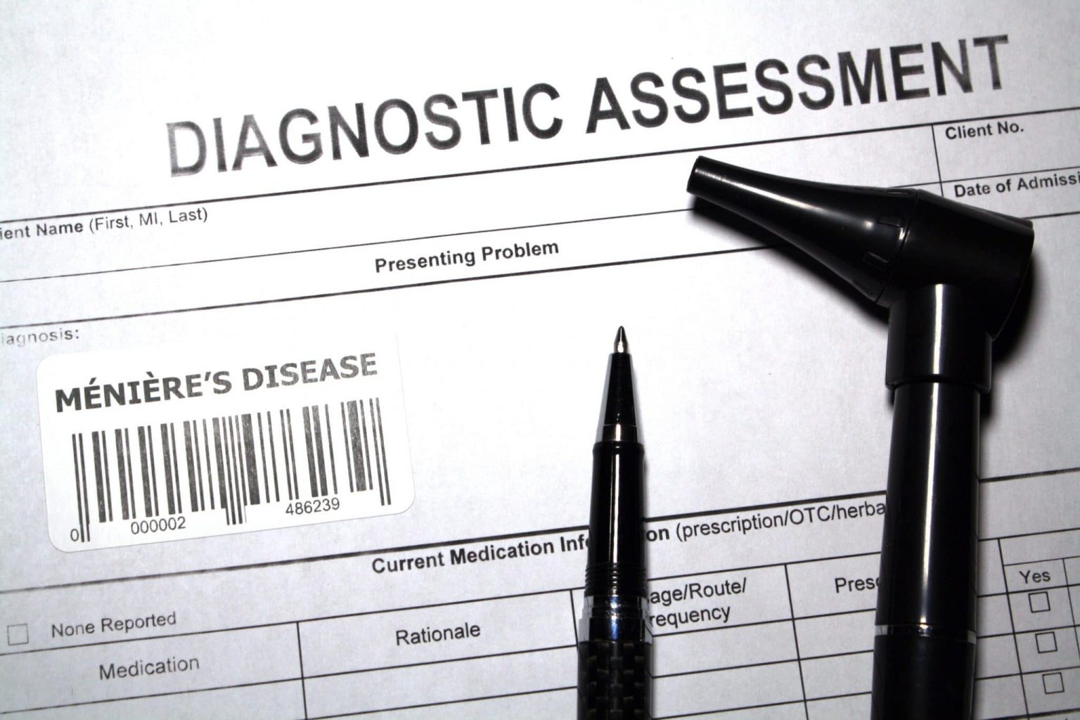 Audiologists Assessment Form for Meniere's Disease Form relating to the assessment and diagnosis of Meniere's disease
